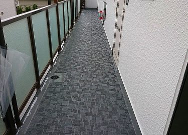 東京都目黒区　Rマンション　外装リフォーム、共用部長尺シート防水工事